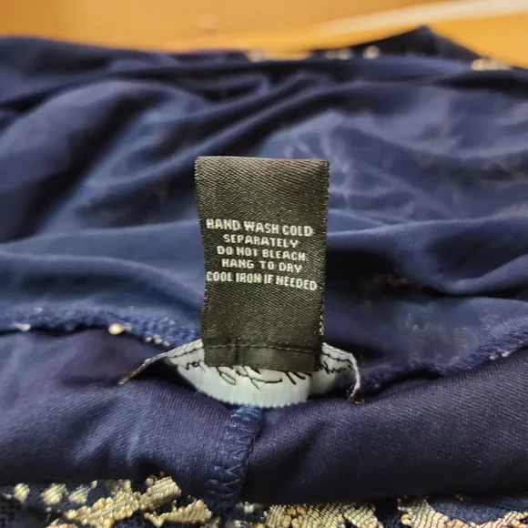 Elegant Navy and White Embroidered Dress By Candlelight Women's Fairycore Formal - Picture 9 of 11